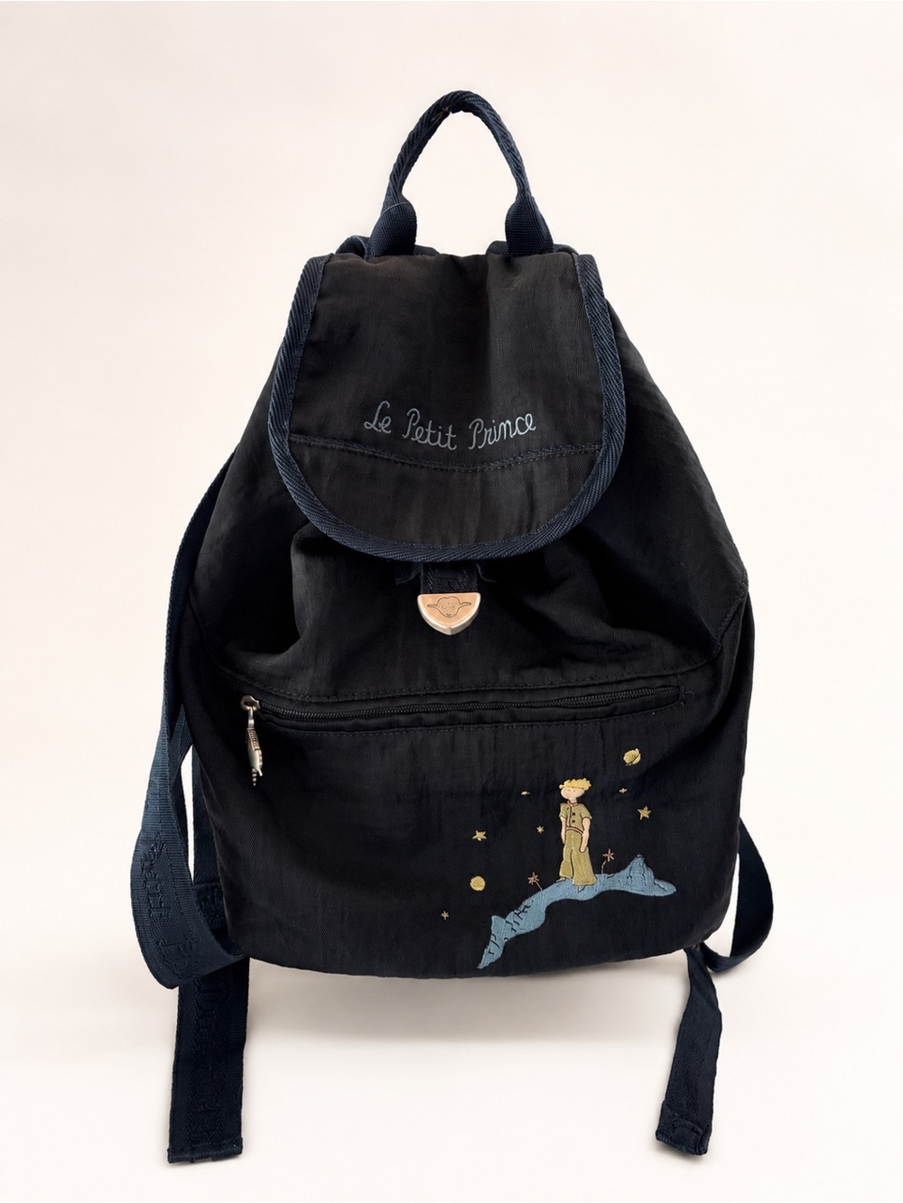 Vintage Le Petit Prince Embroidered Backpack 1999 Rare Collectible Navy